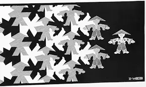 Maurits Cornelis Escher - Metamorphosis I, plus boek De Toverspiegel van M.C.Escher kopen? Bied vanaf 20!