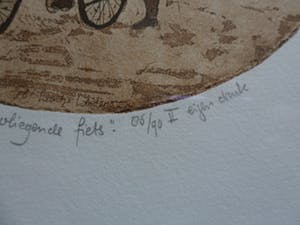 Leentje Linders - Ets. Titel, "De Vliegende Fiets". kopen? Bied vanaf 20!