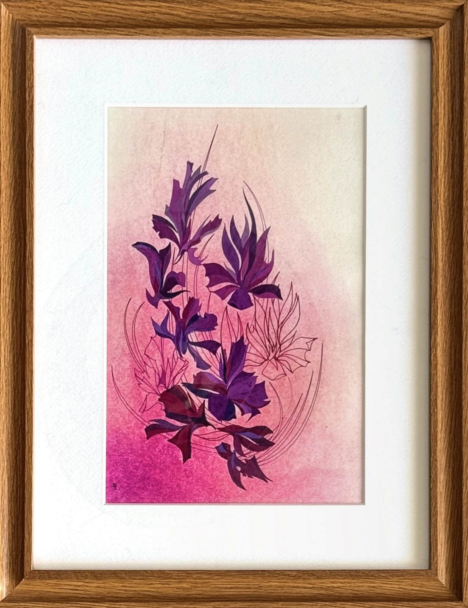 Eugène Eechaut - Abstrakte Komposition eines Blumenstraußes in Gouache 1970 / Galerie Pfeiffer Brüssel verkocht voor € 70!