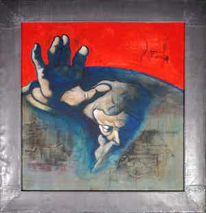 Jan Bollaert - Gemengde techniek op board, Deus - Ingelijst (Groot) verkocht voor € 175!