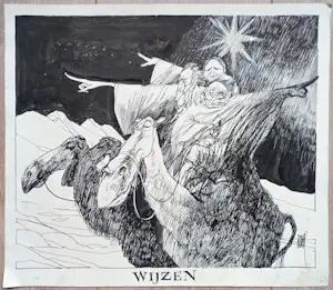 Peter van Straaten - Wijzen, originele gesigneerde tekening kopen? Bied vanaf 295!
