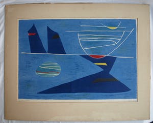 Gustave Singier - Litho, “Hemel en Zee” – Kunst-Schoolplaat uit 1954 – V.AE.V.O. - 45 x 65 cm kopen? Bied vanaf 1!