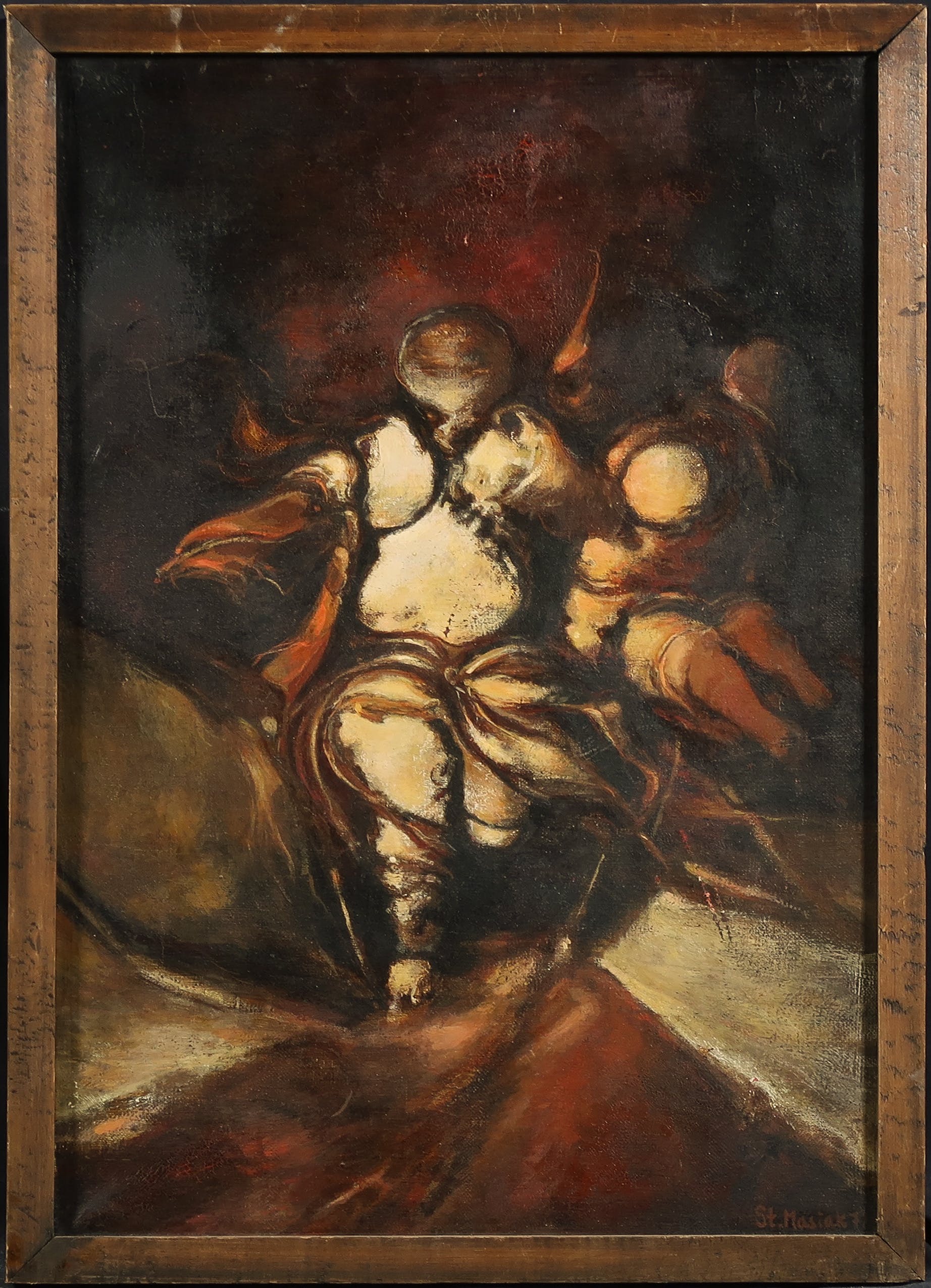 Stanislaw Masiak - Olieverf op doek, Twee figuren - Ingelijst kopen? Bied vanaf 70!