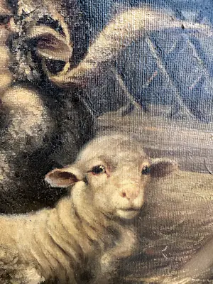 Béla Harmann - Olieverf op doek, Guitige Schapen– ingelijst – ca 1875-1899 - Uniek kopen? Bied vanaf 150!