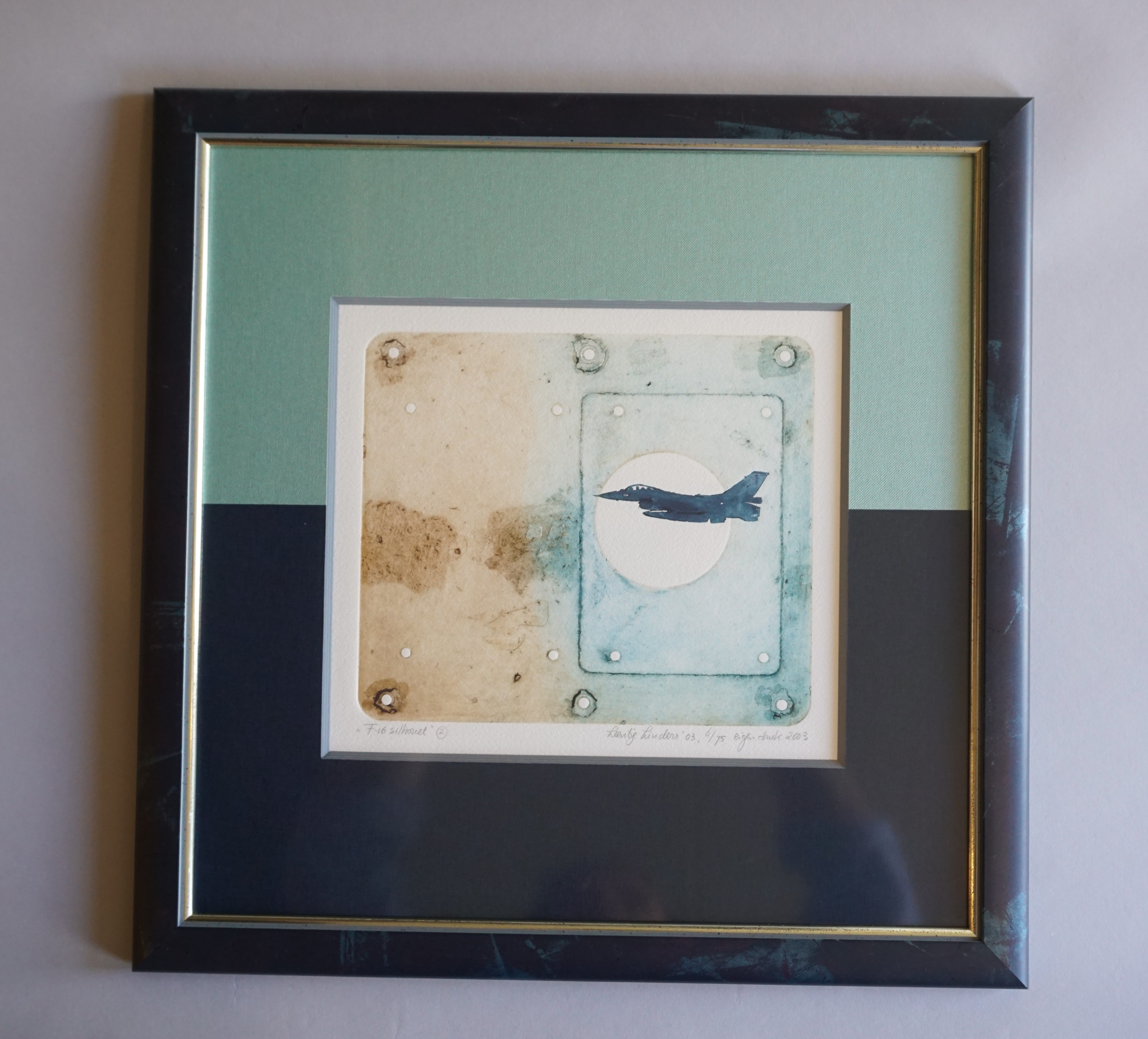 Leentje Linders - Ets - F-16 nachtvlucht - 2003 - 2 werken kopen? Bied vanaf 100!