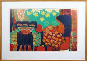 Diana van Hal - Linosnede, All Together, Ingelijst (Groot) verkocht voor € 1!