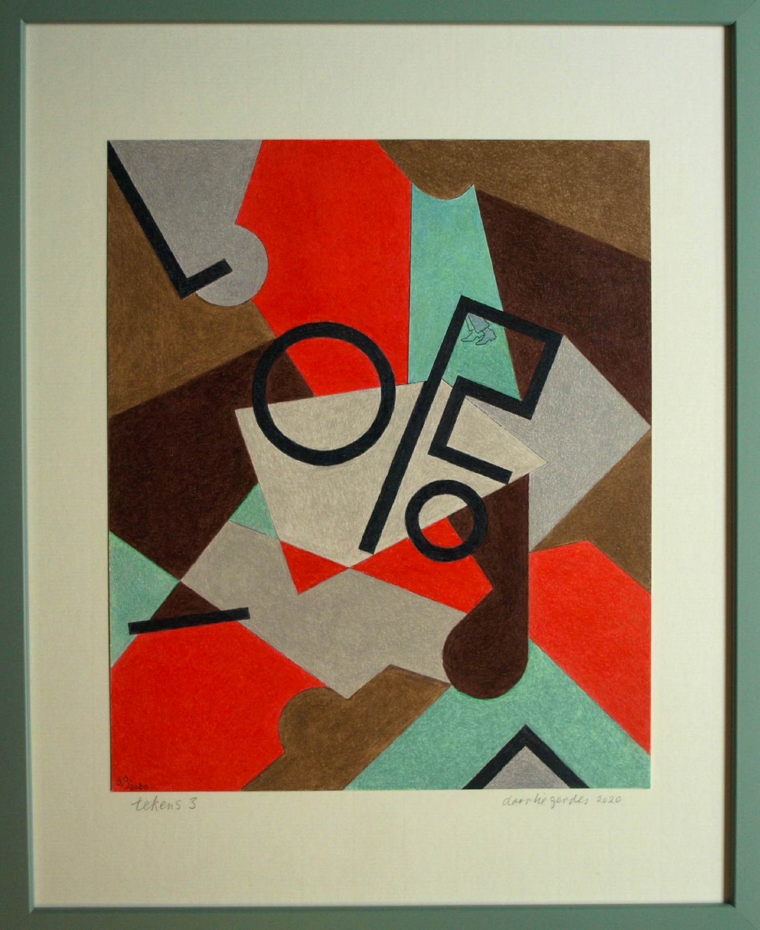 Doorlie Gerdes - Ingelijste potloodtekening , Tekens – 2020 - Lijst, 53 x 43 cm. kopen? Bied vanaf 100!