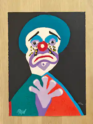 Karel Appel - Clown aux larmes d'or - Houtsnede met carborundum - CIRCUS vendu pour 1489€ !