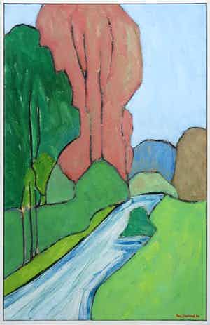 Paul Overhaus - Olieverf op doek, Bosrand - Ingelijst verkocht voor € 80!