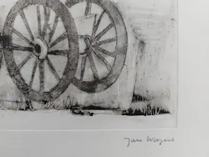 Jan Wiegers - Ets 'Dorpsgezicht met kar' kopen? Bied vanaf 1!