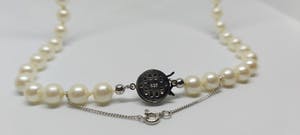 Vintage glasparel collier met zilver slotje 81cm kopen? Bied vanaf 35!