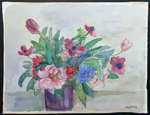 Jeanne Bieruma Oosting - Bouquet, aquarel op papier kopen? Bied vanaf 495!