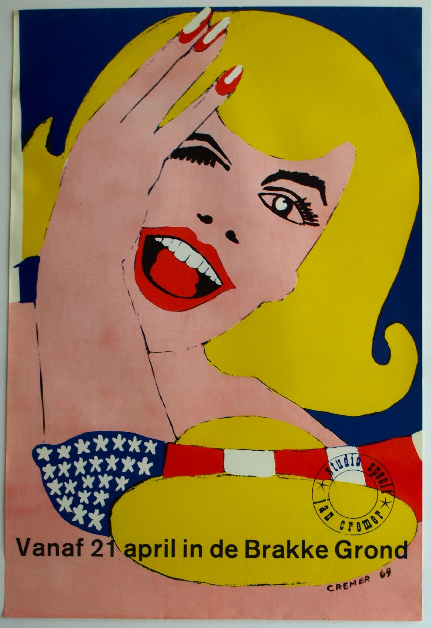 Jan Cremer - Affiche , Studio speelt jan cremer in de Brakke Grond Amsterdam - 1969 kopen? Bied vanaf 1!