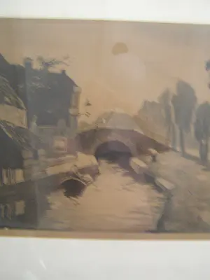 Ype Wenning - Oudewater, dorpsgezicht met bruggetje en man in boot. kopen? Bied vanaf 25!