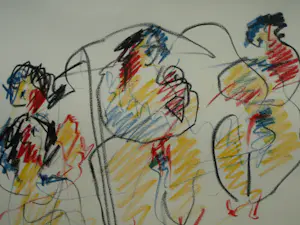 Anton Heyboer - Ingelijste pastel , 3 Vrouwen, met kindje kopen? Bied vanaf 125!