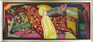 Theo Mackaay - Olieverf op doek, Z.T. Compositie met figuur en paard - Ingelijst (Zeer groot) verkocht voor € 1000!