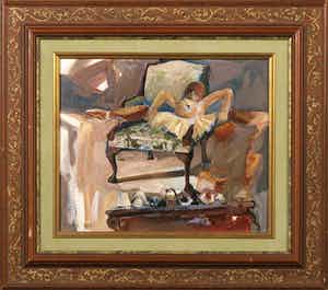 Maugosia Sycz - Olieverf op board, Afrikaanse danseres - Ingelijst verkocht voor € 60!