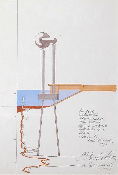 Andre Volten - Aquarel van Andre Volten: kunstwerk De Knoop - met gedicht van Schierbeek kopen? Bied vanaf 310!