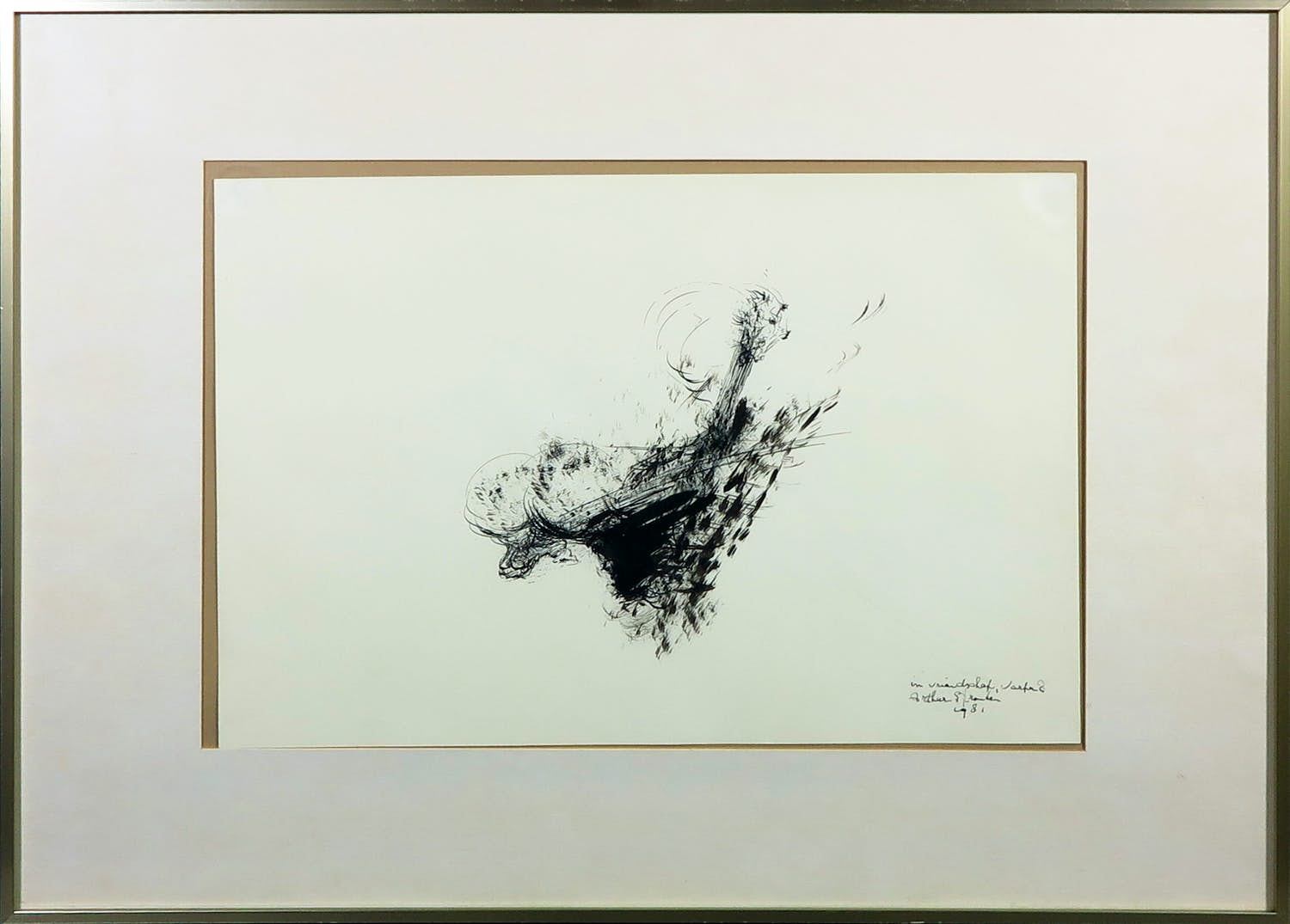 Arthur Spronken - Inkttekening, In vriendschap verbonden - Ingelijst verkocht voor € 150!