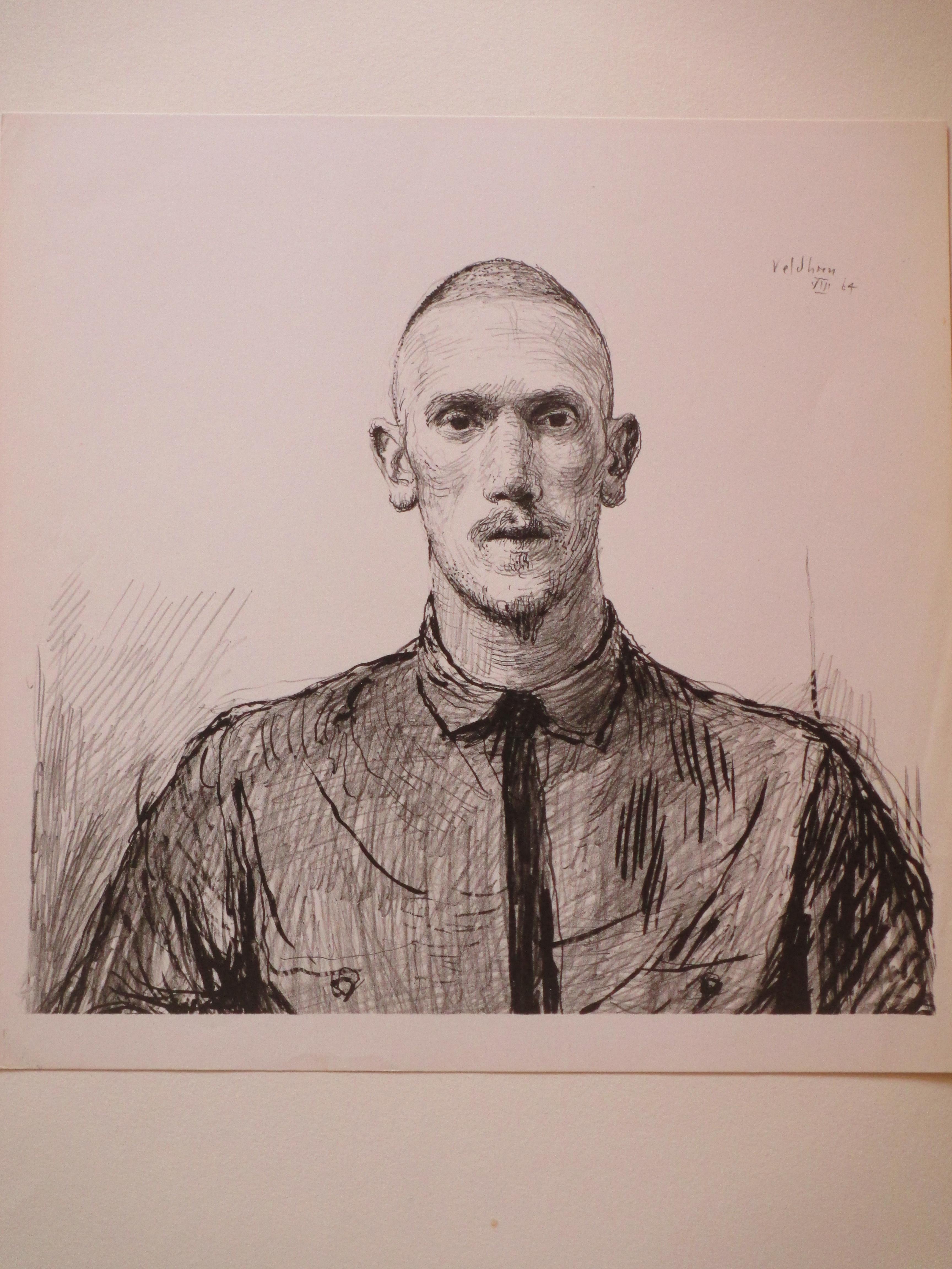 Aat Veldhoen - Mansportret - Rotaprint verkocht voor € 35!