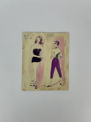 Luigi Bompard - Drie originele modetekeningen kopen? Bied vanaf 100!