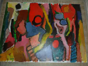 Piet Wiegman (II) - Abstracte kleurrijke compositie - Olieverf op doek kopen? Bied vanaf 100!