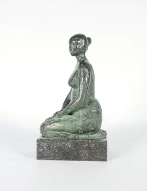 Mieke de Groot - Bronzen beeld, Zittend naakt kopen? Bied vanaf 100!