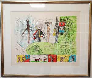 Roberto Matta - Zonder Titel - 117/190 - Gesigneerd - Mooi ingelijst!! verkocht voor € 250!