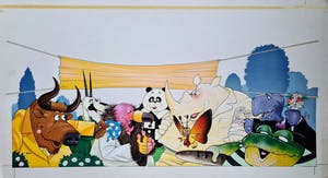 Michael Jupp - 21 Original Gouache animal cartoon illustrations kopen? Bied vanaf 1000!