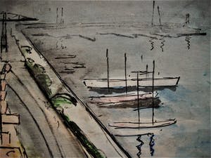 Hugo Liebe (I) - Fraaie impressionistische Aquarel - 1959 - Mediterrane Kustplaats - gesigneerd kopen? Bied vanaf 27!