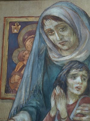 Klaas Pijlman - Ingelijste gouache , “Madonna en Kind” – 1993 kopen? Bied vanaf 1!