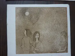 Margriet Snel - 7 etsen met figuren in landschappen kopen? Bied vanaf 50!