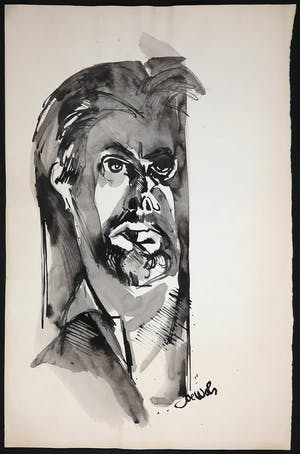 Joe Wols - Gemengde techniek op papier, Portret kopen? Bied vanaf 1!