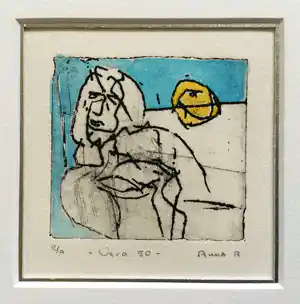 Anna Reinders - "Vera 50" | kleuren ets/aquatint (e/a) - ingelijst verkocht voor € 29!