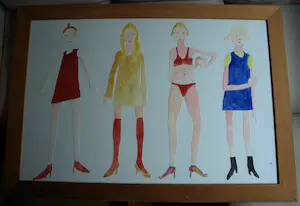 Vanessa Beecroft - Collage en acrylverf , Jonge vrouwen 1 – ingelijst, 94 x 134 cm - 1993 kopen? Bied vanaf 750!