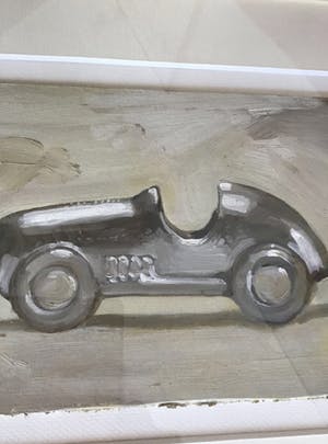 Niet of onleesbaar gesigneerd - Ben Sleek? Olieverf op karton, gesigneerd, Unica, titel Auto kopen? Bied vanaf 10!