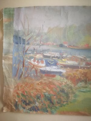 Klaas de Poel - Boten. Oever met treurwilg. kopen? Bied vanaf 49!