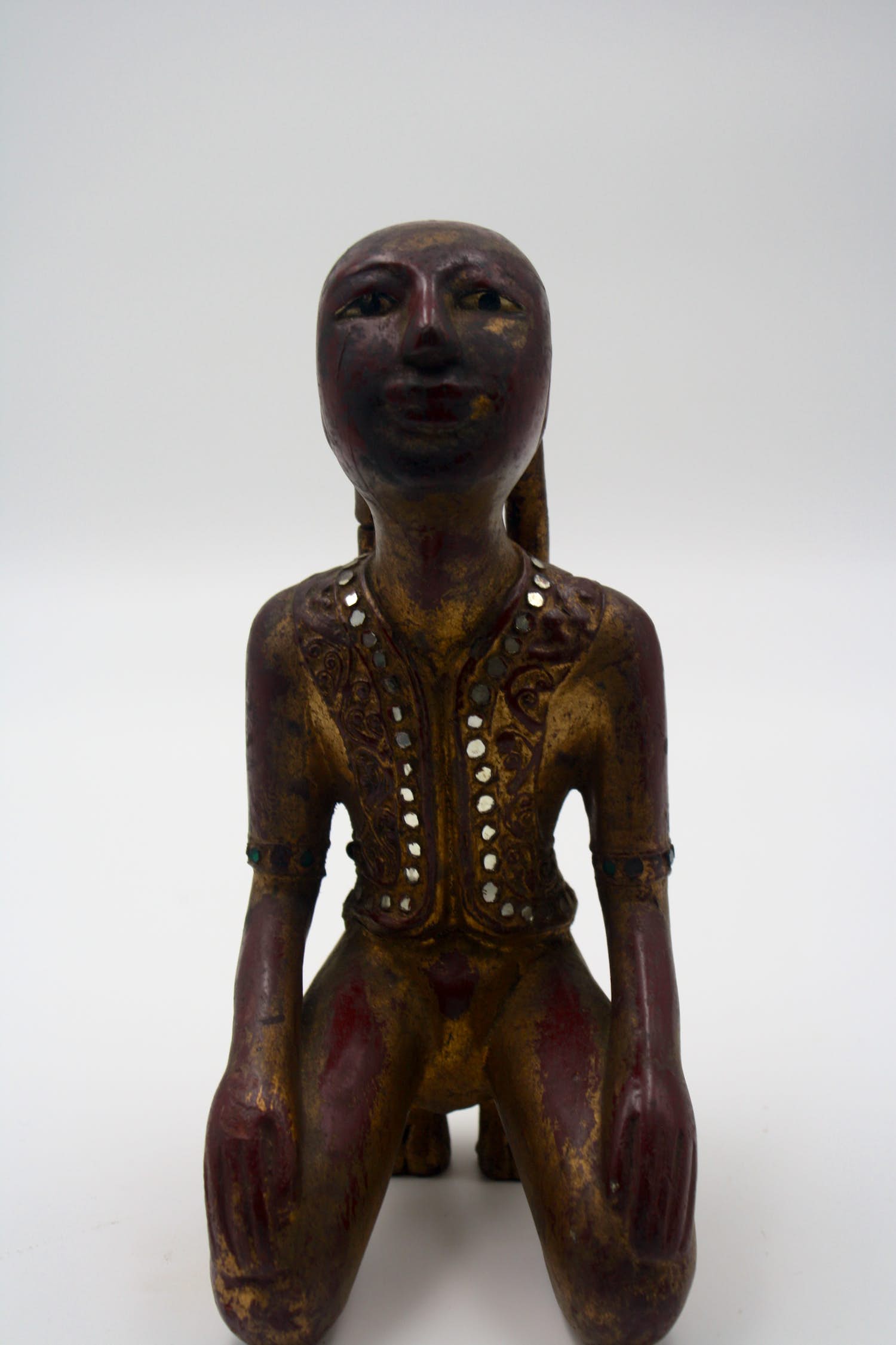 Niet of onleesbaar gesigneerd - Prachtige Zeldzame Oude Vergulde Houten Monnink (20e eeuw) (1) - Hout Verf Glas kopen? Bied vanaf 1!