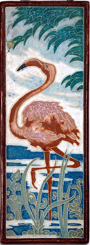 Porceleyne Fles (Royal Delft) - L. E. F. Bodart (1888-1933) - Grote cloisonné tegel met Flamingo verkocht voor € 1!