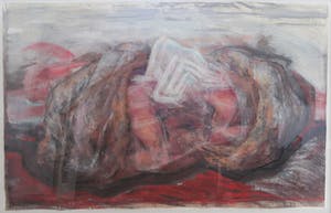Neel Korteweg - Gemengde techniek (gouache, krijt) op papier, Cocon - Ingelijst (Zeer groot!) kopen? Bied vanaf 1!