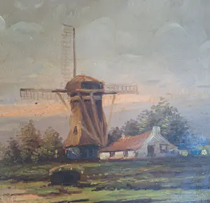 Onbekend - Gesigneerd - Landschap met molens - 19e eeuw kopen? Bied vanaf 10!
