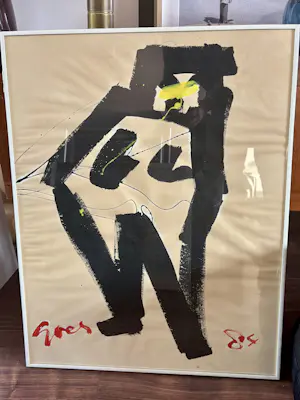 Stan Goes - Abstracte figuur in zwart, rood en geel kopen? Bied vanaf 250!