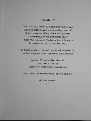 Dick Ket - Cassette met 12 linoleumdrukken kopen? Bied vanaf 300!