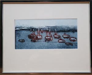 Jan Montyn - kleurenets op papier - abstract landschap kopen? Bied vanaf 110!