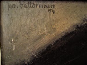 Jan Battermann - Amsterdam 1954 -Ingetogen olieverf "Zelfportret in avondsfeer" gesigneerd kopen? Bied vanaf 30!