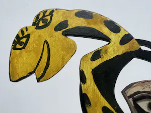 John Lie a Fo - Uniek houten sculptuur | 'Figuur met slang' | 1997 (ZELDZAAM) kopen? Bied vanaf 1!