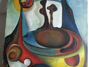 Egbert de Rooy - Acrylverf op doek , Surrealistisch – 1970 – spieraam 100 x 65 cm. kopen? Bied vanaf 1!