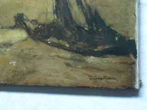 Gerard van Lerven - Olieverf op doek , Schepen op het strand…48½ x 58½ cm. kopen? Bied vanaf 60!