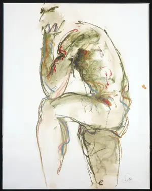 Franscz Witte - Gemengde techniek op papier, Leunend mannelijk naakt kopen? Bied vanaf 1!