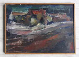 Willy Rams - Kleurrijk abstract landschap kopen? Bied vanaf 75!